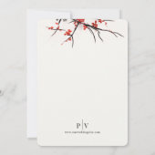 Love Cranes and Cherry Blossom Wedding Invitation Einladung (Rückseite)