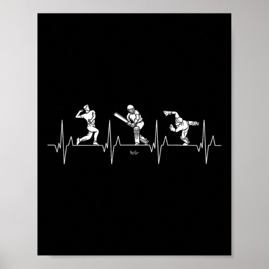 Love Cricket - Bowling Heartbeat Funny Cricket  Poster (Vorne)