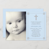 Love Cross Foto Taufe/Christening Einladung (Vorne/Hinten)