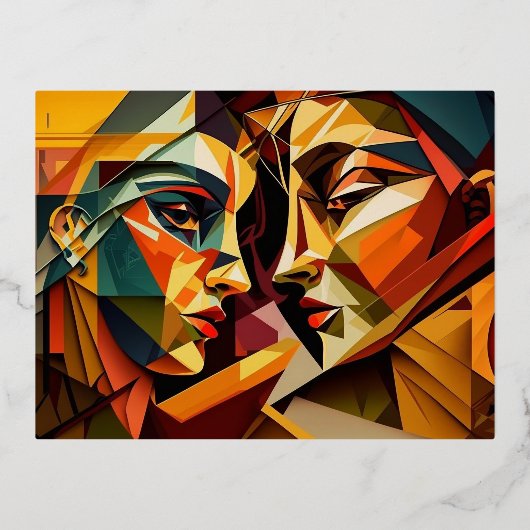 Love Cubism Folien Feiertagspostkarte (Vorderseite)