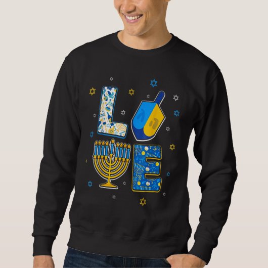 Love Cute Hanukkah Decorations Dreidel Menorah Cha Sweatshirt (Vorderseite)