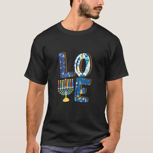 LOVE Cute Hanukkah Decorations Dreidel Menorah Cha T-Shirt (Vorderseite)