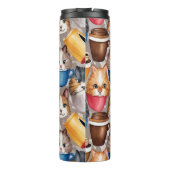 "Love Dad" Playful Cats and Coffee Pattern Thermosbecher (Rückseite)