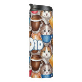 "Love Dad" Playful Cats and Coffee Pattern Thermosbecher (Nach rechts gedreht)