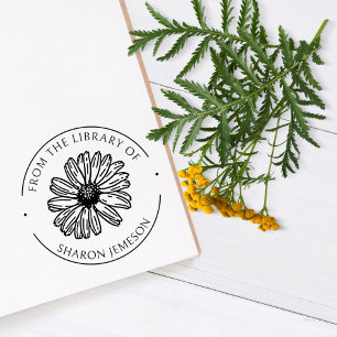 Love Daisy Blume Custom Floral Library Book Gummistempel