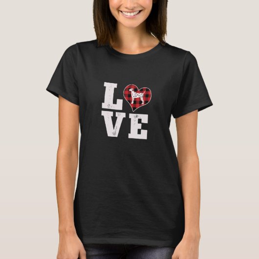 Love Dalmatian Dog Lover Gifts Buffalo Plaid Valen T-Shirt (Vorderseite)