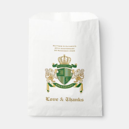 Love & danke Coat von Arms Green Gold Löwe Emblem Geschenktütchen (Vorderseite)