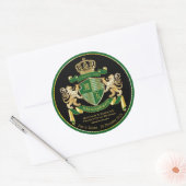 Love & danke Coat von Arms Green Gold Löwe Emblem Runder Aufkleber (Umschlag)