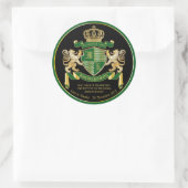 Love & danke Coat von Arms Green Gold Löwe Emblem Runder Aufkleber (Tasche)
