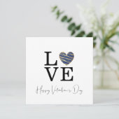 Love Dark Blue Heart Happy Valentine's Day Script (Stehend Vorderseite)