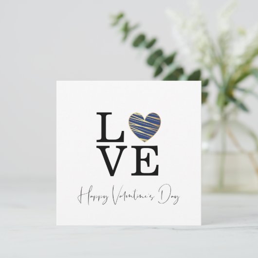 Love Dark Blue Heart Happy Valentine's Day Script (Stehend Vorderseite)