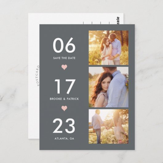 Love Date EDITABLE FARBE Save the Date Postcard Postkarte (Vorne/Hinten)