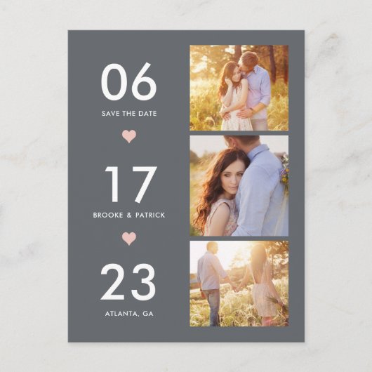 Love Date EDITABLE FARBE Save the Date Postcard Postkarte (Vorderseite)