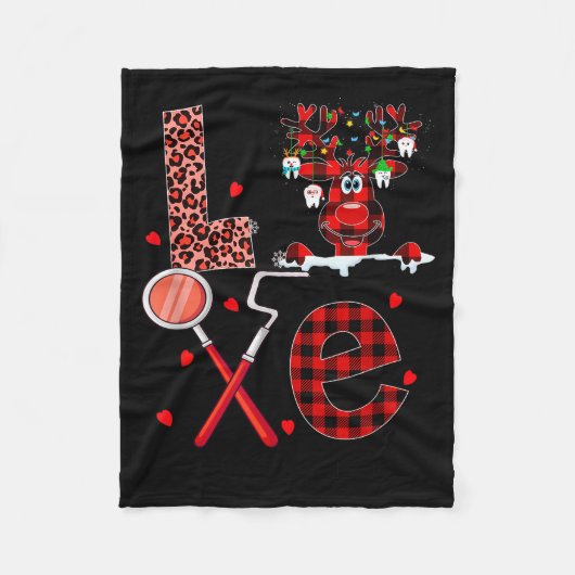Love Dental Christmas Reindeer Dental Squad Xmas D Fleecedecke (Vorderseite)
