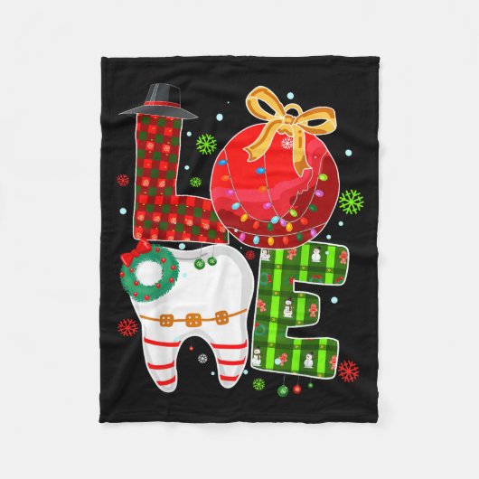 Love Dental Life Bauble Tooth Dentist Fall Christm Fleecedecke (Vorderseite)