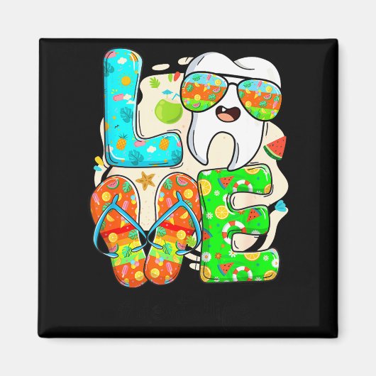 Love Dental Life Cute Tooth Flip Flops Summer Dent Magnet (Vorne)