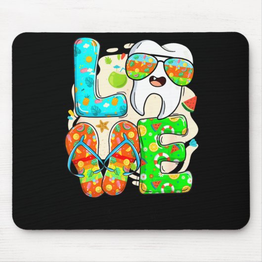 Love Dental Life Cute Tooth Flip Flops Summer Dent Mousepad (Vorne)
