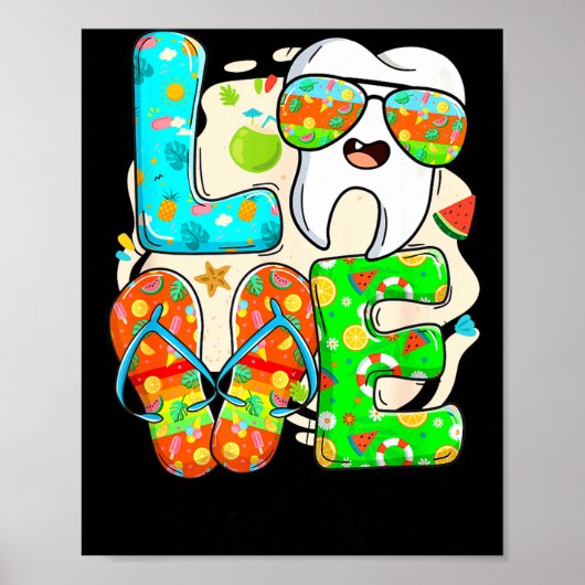 Love Dental Life Cute Tooth Flip Flops Summer Dent Poster (Vorne)