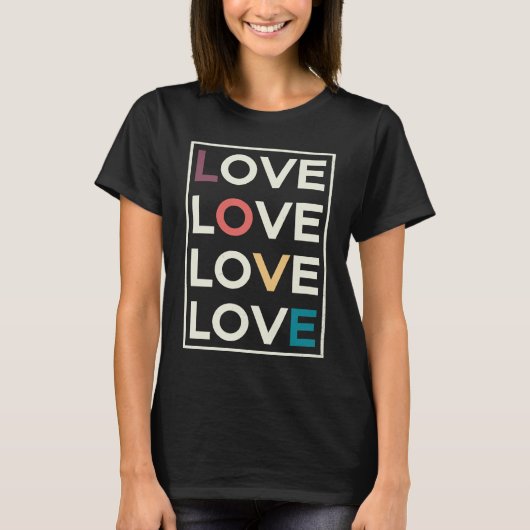 Love Distressed Retro Look Block Lettering T-Shirt (Vorderseite)