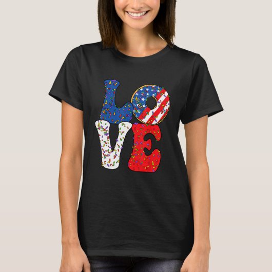 Love Donut Sprinkle with USA American flag for 4th T-Shirt (Vorderseite)