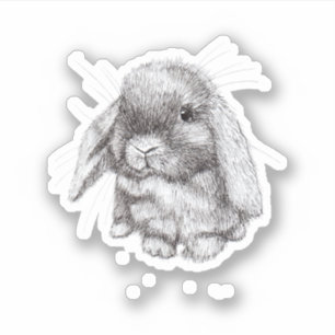 Love Eared Bunny Rabbit Sketch Mens Womens Childre Aufkleber