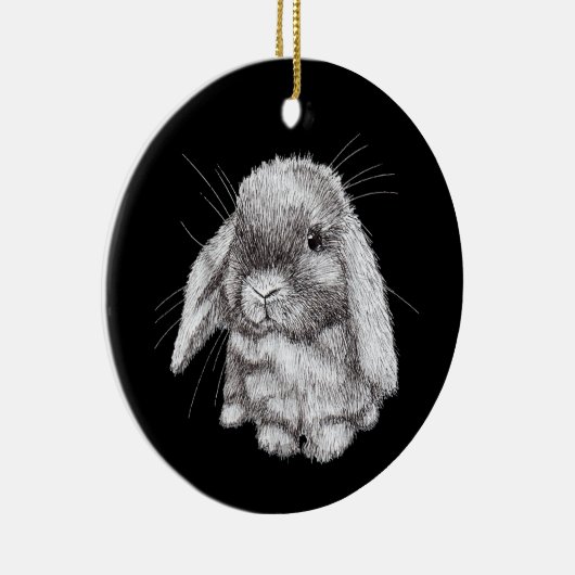 Love Eared Bunny Rabbit Sketch Mens Womens Childre Keramik Ornament (Rechts)