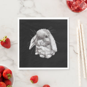 Love Eared Bunny Rabbit Sketch Mens Womens Childre Serviette