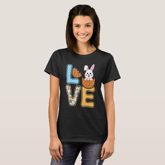 Love Easter Bunny Egg Giraffe Print Cute Bunny Kid T-Shirt (Vorne ganz)