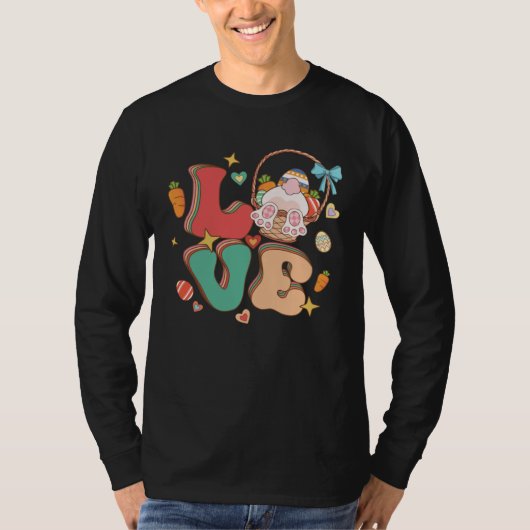 Love Easter Groovy Bunny Retro Groovy Easter Day T-Shirt (Vorderseite)