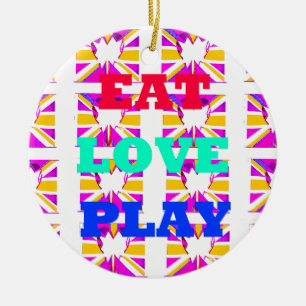 Love Eat Play Heart Hakuna Matata Farben.png Keramik Ornament