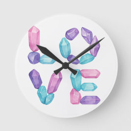 LOVE-Edelstein-Wanduhr – Eleganter Kristallbuchsta Runde Wanduhr