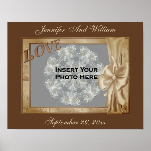 Love Elegant Bow Photo Frame Wedding Poster (Vorne)