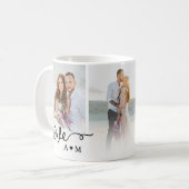 Love Elegant Script Paar 3 Foto Kaffeetasse (Vorderseite Links)