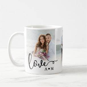 Love Elegant Script Paar 3 Foto Kaffeetasse