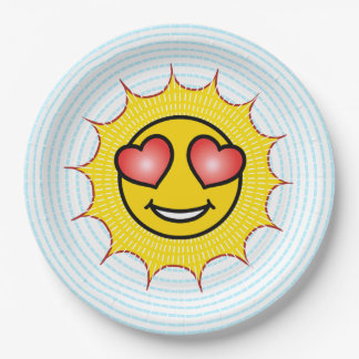 Love Emoji Sun Pappteller