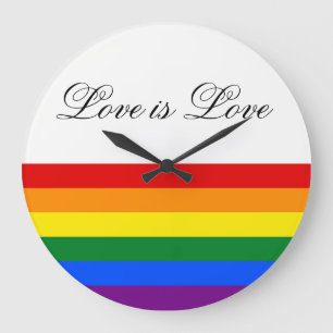 Love Equality Rainbow Flag LGBT Lesbian Gay Pride Große Wanduhr
