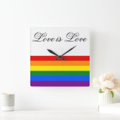Love Equality Rainbow Flag LGBT Lesbian Gay Pride Quadratische Wanduhr (Zuhause)