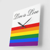 Love Equality Rainbow Flag LGBT Lesbian Gay Pride Quadratische Wanduhr (Winkel)
