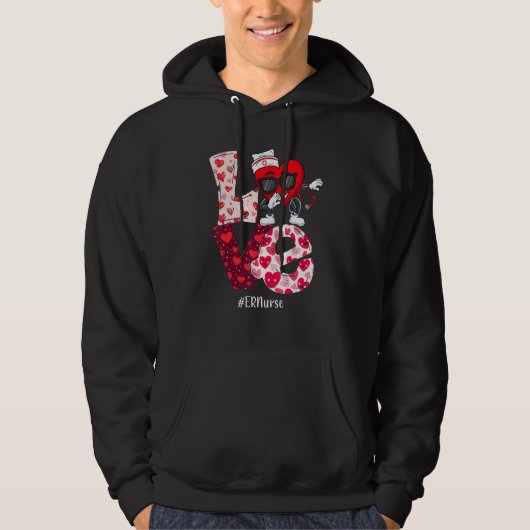 LOVE ER Emergency Nurse Valentine Day Dabbing Hear Hoodie (Vorderseite)