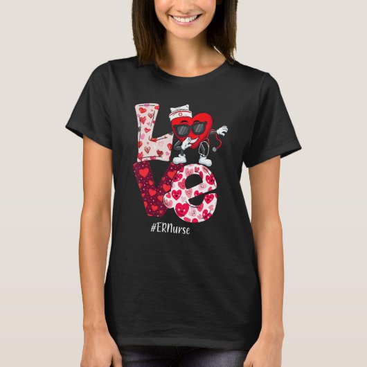 LOVE ER Emergency Nurse Valentine Day Dabbing Hear T-Shirt (Vorderseite)