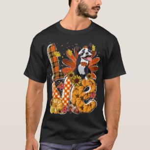 LOVE Erntedankfest Süß Boston Terrier Truthahn Kür T-Shirt