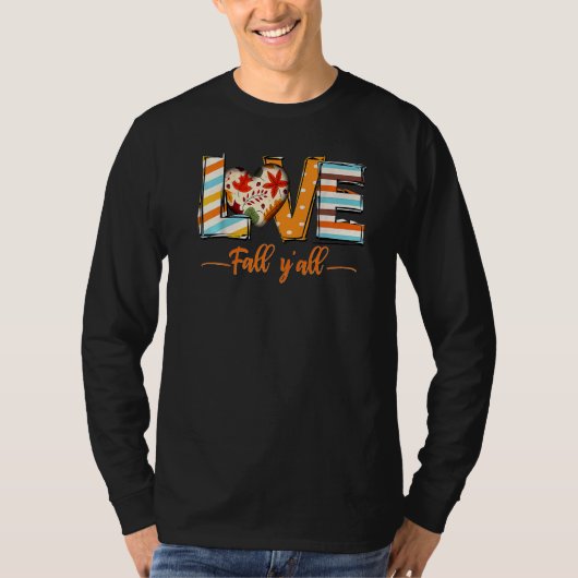 Love Fall Y'All Leopard Fall Pumpkin Thanksgiving T-Shirt (Vorderseite)