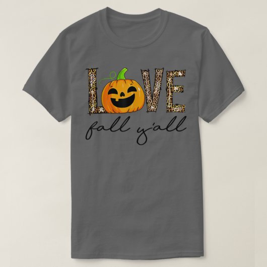 Love Fall Y'All Leopard Pumpkin Fall T-Shirt (Design vorne)