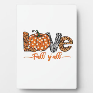 LOVE Fall Y'all  Leoparden-Druck-Kürbis  Trendige  Fotoplatte
