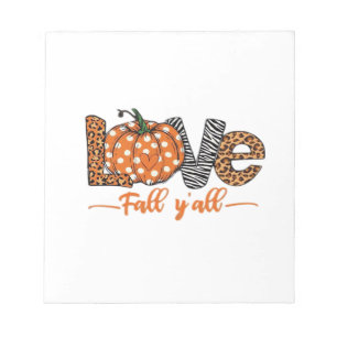 LOVE Fall Y'all Leoparden-Druck-Kürbis Trendige Notizblock