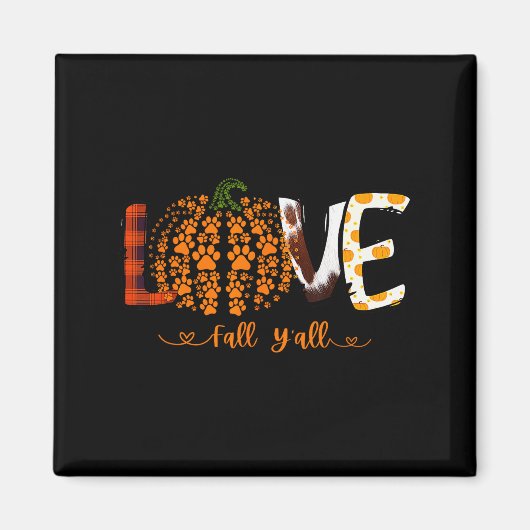 Love Fall Y'all Pumpkin Dog Paw Print Autumn Falli Magnet (Vorne)