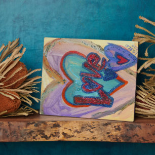 Love Family Hearts Painting Poem Plaque Fotoplatte