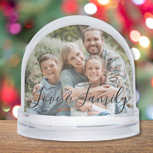 Love & Family Simple Modern Photo Template Custom Schneekugeln