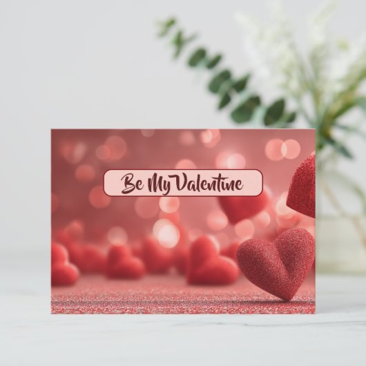 Love-Filled Be My Valentine Flat Romantic Card Dankeskarte (Stehend Vorderseite)