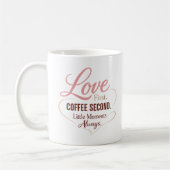 Love First Coffee Second Mom Life Typography Desig Kaffeetasse (Links)
